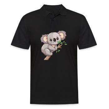 Happy koala ours koala sur bambou - Polo Homme - noir - Devant - Kai (181cm)