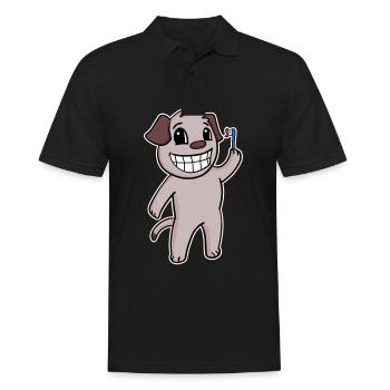 Dog with toothbrush - Men's Polo Shirt - black - Front - Kai (181cm)