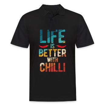Life Is Better With Chilli Peperoni Jalapeno Spruc - Männer Poloshirt - Schwarz - Vorne - Kai (181cm)