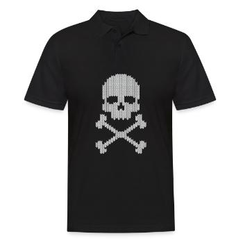 Schädel skull gestrickte - Männer Poloshirt - Schwarz - Vorne - Kai (181cm)