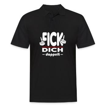 Fick Dich doppelt Mittelfinger Fuck Off Sprüche - Männer Poloshirt - Schwarz - Vorne - Kai (181cm)