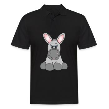 Kleiner süßer Esel - Männer Poloshirt - Schwarz - Vorne - Kai (181cm)