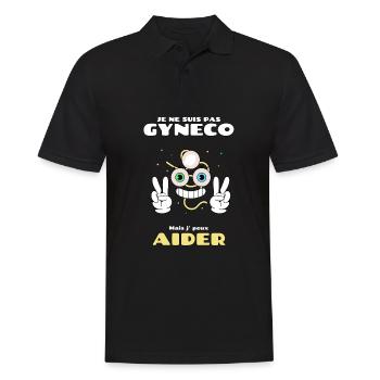 gyneco humour potache, pour aider - Polo Homme - noir - Devant - Kai (181cm)
