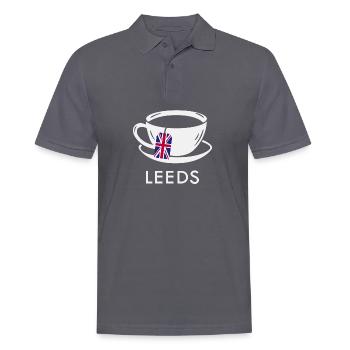 Leeds Tea Cup UK Flag Teabag - Men's Polo Shirt - charcoal grey - Front - Nico (186cm)