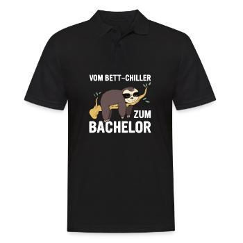 VOM BETT CHILLER ZUM BACHELOR - Männer Poloshirt - Schwarz - Vorne - Kai (181cm)