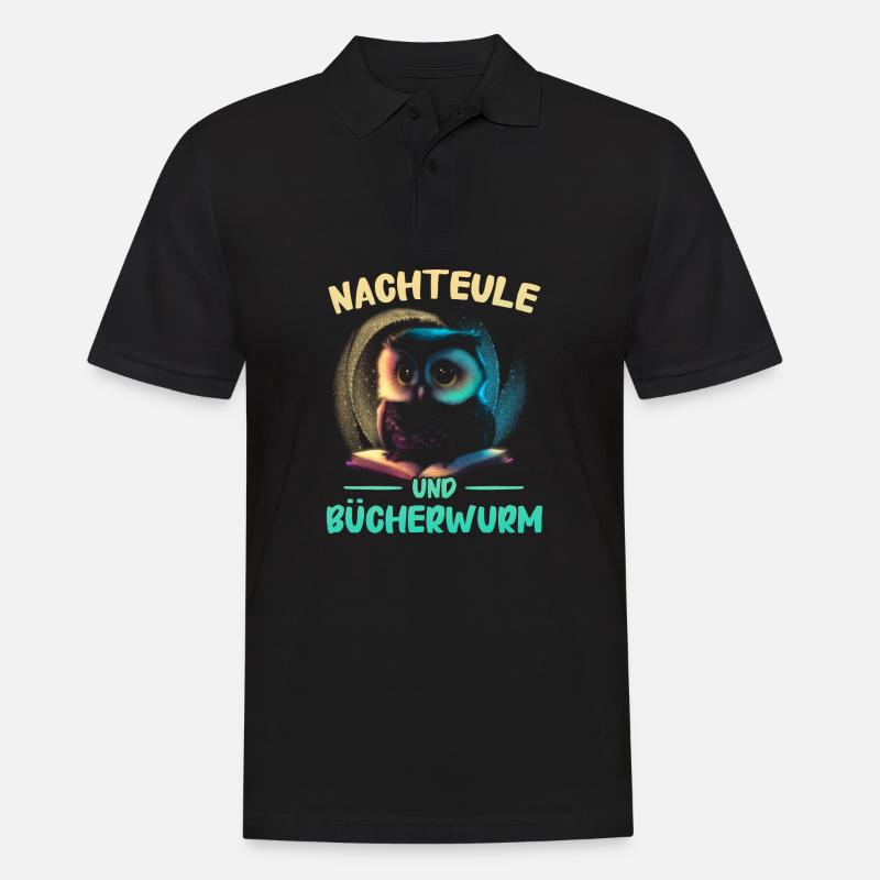 Nachteule Eule Eulen Vogel - Männer Poloshirt - Schwarz