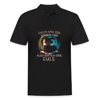Nachteule Eule Eulen Vogel - Männer Poloshirt - Schwarz - Vorne - Kai (181cm)