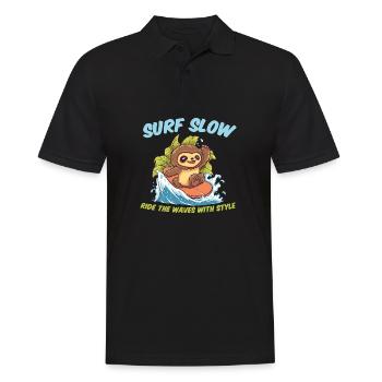 surf slow ride the waves with style - Men's Polo Shirt - black - Front - Kai (181cm)
