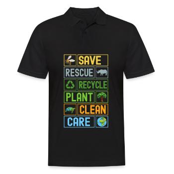 Save Rescue Recycle Nettoyage des plantes Entretien - Polo Homme - noir - Devant - Kai (181cm)
