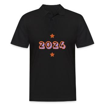 2024. NOËL. ANNEE. ANNIVERSAIRE. RETRAITE. PAPA - Polo Homme - noir - Devant - Kai (181cm)