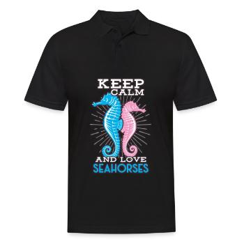 Seepferd - Männer Poloshirt - Schwarz - Vorne - Kai (181cm)