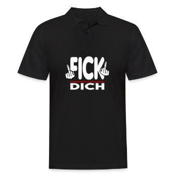 Fick Dich Mittelfinger Fuck Off Sprüche - Männer Poloshirt - Schwarz - Vorne - Kai (181cm)
