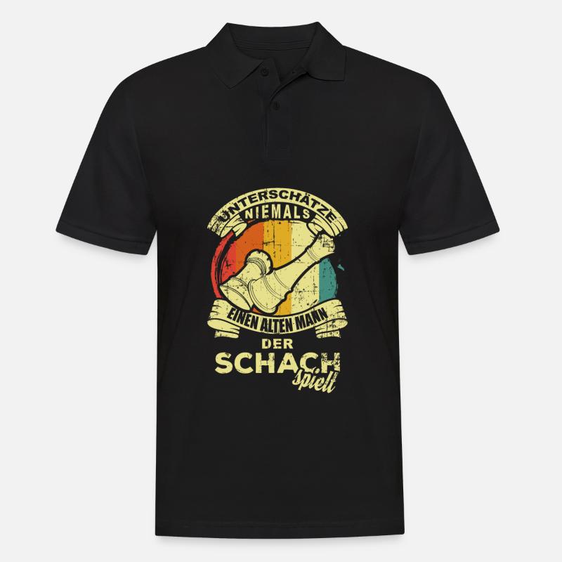 Opa Schach - Männer Poloshirt - Schwarz