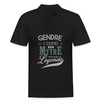 gendre l' homme le mythe la légende cadeau gendre - Polo Homme - noir - Devant - Kai (181cm)