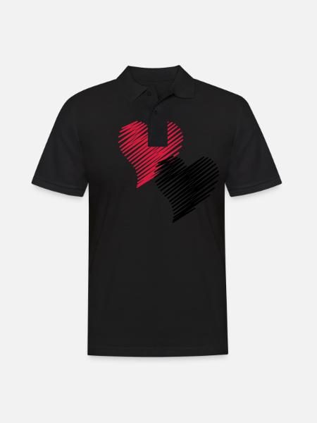 2 Herzen - Männer Poloshirt - Schwarz