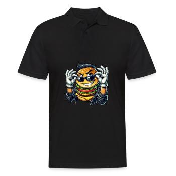 Cool Burger avec lunettes de soleil Rock des années 50 des années 60 - Polo Homme - noir - Devant - Kai (181cm)