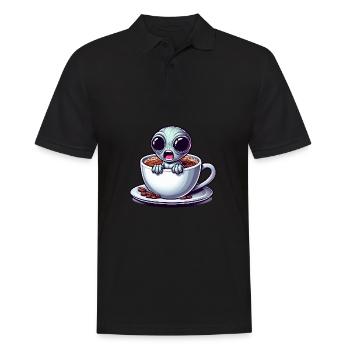 Alien Coffee Lover Caffeine Shock - Polo Homme - noir - Devant - Kai (181cm)