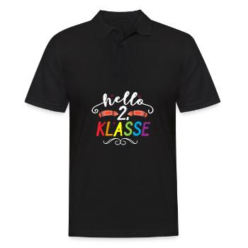 Hallo 2. Klasse Schulbeginn Schule Zweite Klasse - Männer Poloshirt - Schwarz - Vorne - Kai (181cm)