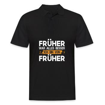 Lustig Früher war alles besser Ich bin von Früher - Männer Poloshirt - Schwarz - Vorne - Kai (181cm)