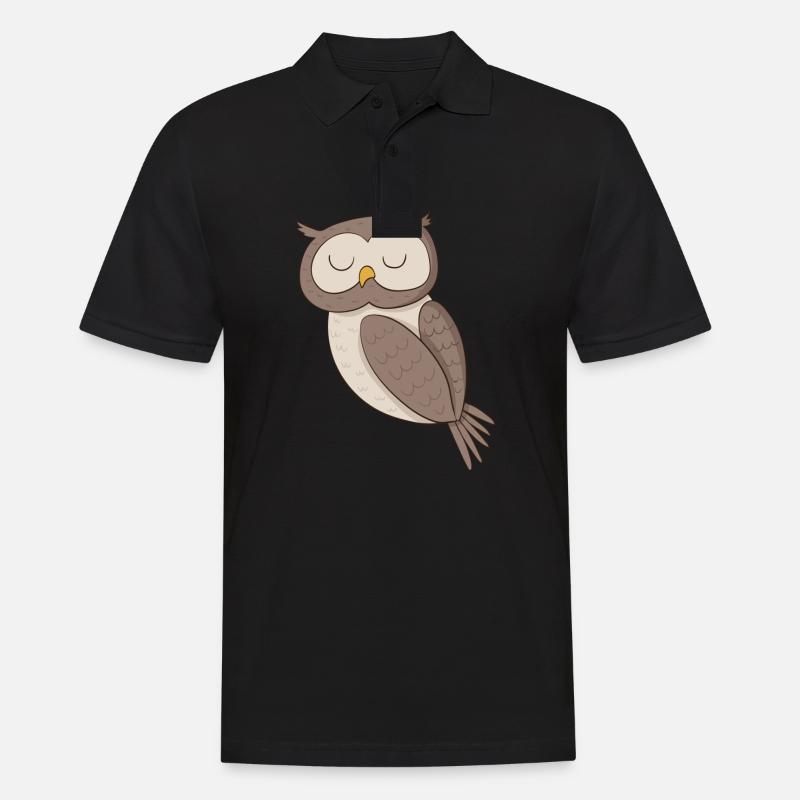 Vogel Eule - Männer Poloshirt - Schwarz