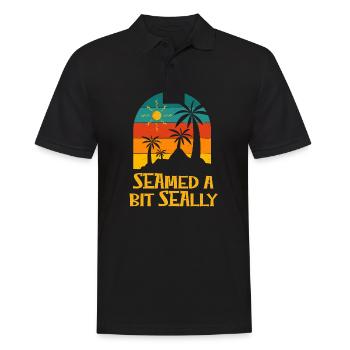 Seamed a Bit Seally Beach Funny Ocean Humor - Men's Polo Shirt - black - Front - Kai (181cm)