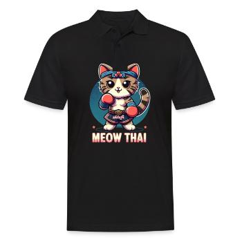 Mixed Martial Arts Meow Thai Muay Thai Cat - Men's Polo Shirt - black - Front - Kai (181cm)