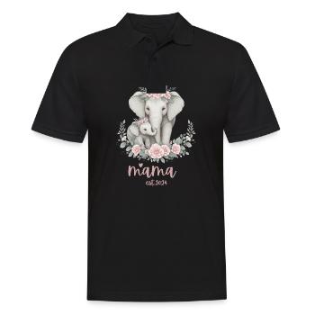 Mama 2024 Elephant Floral Wreath Celebration - Männer Poloshirt - Schwarz - Vorne - Kai (181cm)