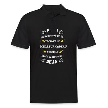 Papa, Meilleur Cadeau De Fête Des Pères - Polo Homme - noir - Devant - Kai (181cm)