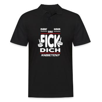 Darf ich ihnen das Fick Dich anbieten - Männer Poloshirt - Schwarz - Vorne - Kai (181cm)