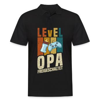 Level Opa Freigeschaltet - Männer Poloshirt - Schwarz - Vorne - Kai (181cm)