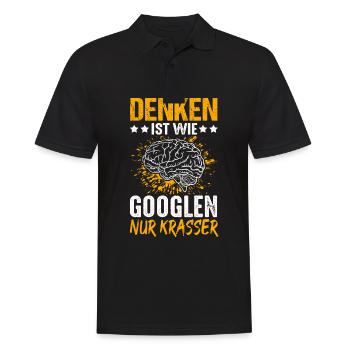 Thinking is like googling only crass brain informat. - Men's Polo Shirt - black - Front - Kai (181cm)