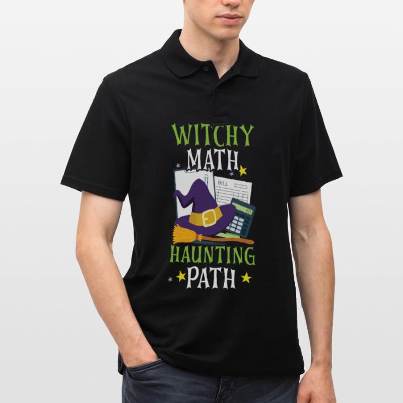 Witch Math Haunted Path Comptable Halloween Polo Homme