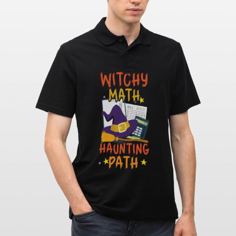 Witch Math Haunted Path Comptable Halloween Polo Homme