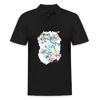 Blaumeisen und Magnolien - Männer Poloshirt - Schwarz - Vorne - Kai (181cm)