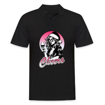 Christmas Party Woman Wine, Ugly Christmas, Santa - Men's Polo Shirt - black - Front - Kai (181cm)