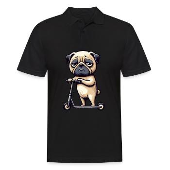Mops Hund Roller mürrisch lustig Comic - Männer Poloshirt - Schwarz - Vorne - Kai (181cm)