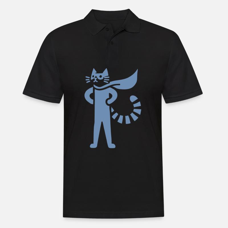 Katzen Superheld Held Silhouette Umhang - Männer Poloshirt - Schwarz