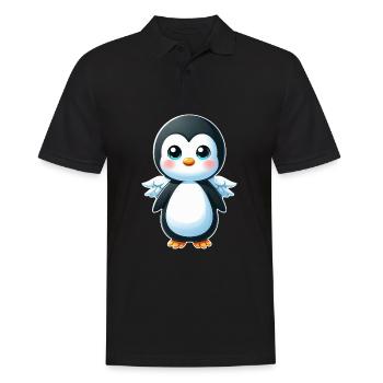 Süßer Pinguin Engel Cartoon Chibi Stil - Männer Poloshirt - Schwarz - Vorne - Kai (181cm)