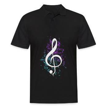 Bunter Violinschlüssel Musiknoten Musiker - Männer Poloshirt - Schwarz - Vorne - Kai (181cm)