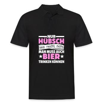 Nur Hübsch sein reicht nicht man muss auch Bier - Männer Poloshirt - Schwarz - Vorne - Kai (181cm)