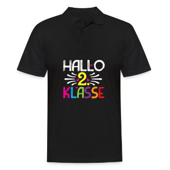 Hallo 2 Klasse Grundschule Schulbeginn Geschenk - Männer Poloshirt - Schwarz - Vorne - Kai (181cm)