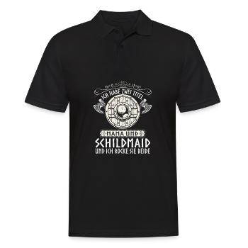 Ich Habe Zwei Titel Mama Und Schildmaid - Männer Poloshirt - Schwarz - Vorne - Kai (181cm)