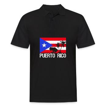 Patriotischer Vintager Puerto Rico-Flaggen-Ricaner - Männer Poloshirt - Schwarz - Vorne - Kai (181cm)