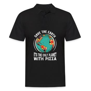 Rette die Erde, es ist der einzige Planet mit Pizza - Männer Poloshirt - Schwarz - Vorne - Kai (181cm)