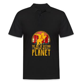 Die Kunst, jemanden mit einem Planeten zu treffen - Männer Poloshirt - Schwarz - Vorne - Kai (181cm)