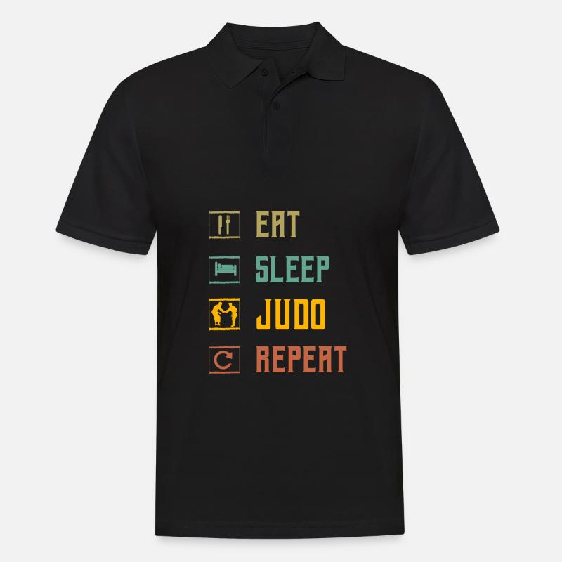Manger Dormir Judo Répéter - Polo Homme - noir
