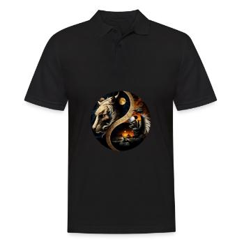 Yin Yang - Männer Poloshirt - Schwarz - Vorne - Kai (181cm)
