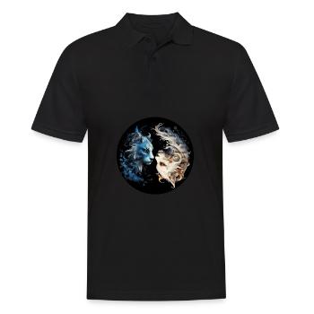 Yin Yang Katzen - Männer Poloshirt - Schwarz - Vorne - Kai (181cm)