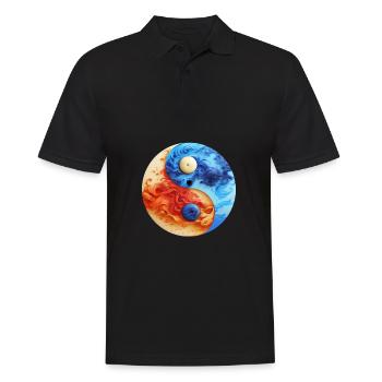 Yin Yang - Männer Poloshirt - Schwarz - Vorne - Kai (181cm)