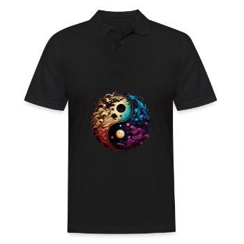 Yin Yang - Männer Poloshirt - Schwarz - Vorne - Kai (181cm)